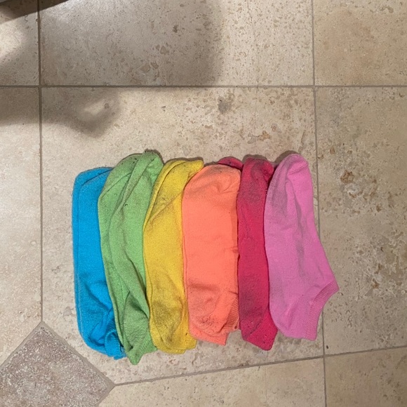 SOLD - Bundle of 6 Bright Color No-Show Socks - Picture 2 of 7